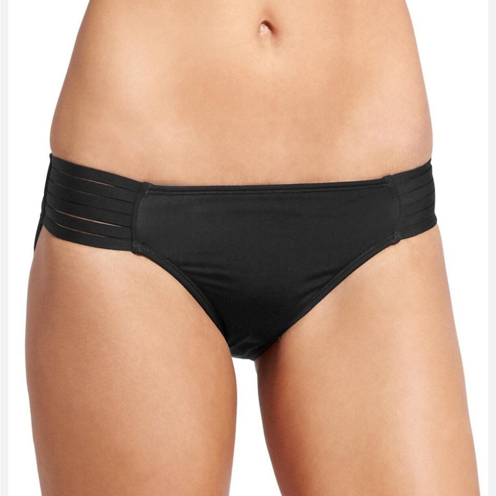 Athleta Black Aqualuxe Strappy Bikini Bottom, size L